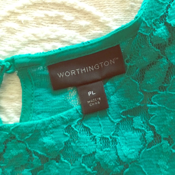 Worthington Lace Tank Green Top PL - Picture 6 of 6